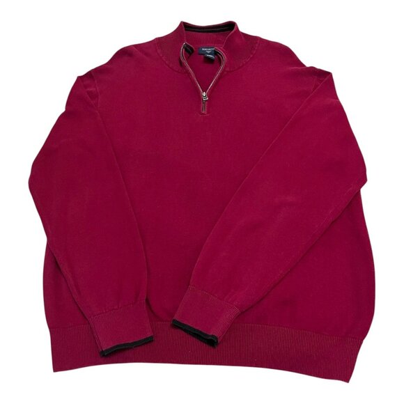 Dockers Men’s XL Quarter Zip Sweater Red Cotton Blend Pullover Casual Knit Y2K - Picture 1 of 4